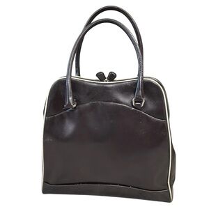 Vintage Prada Kisslock Hinge Doctors Bowling Bag Brown Patent Leather